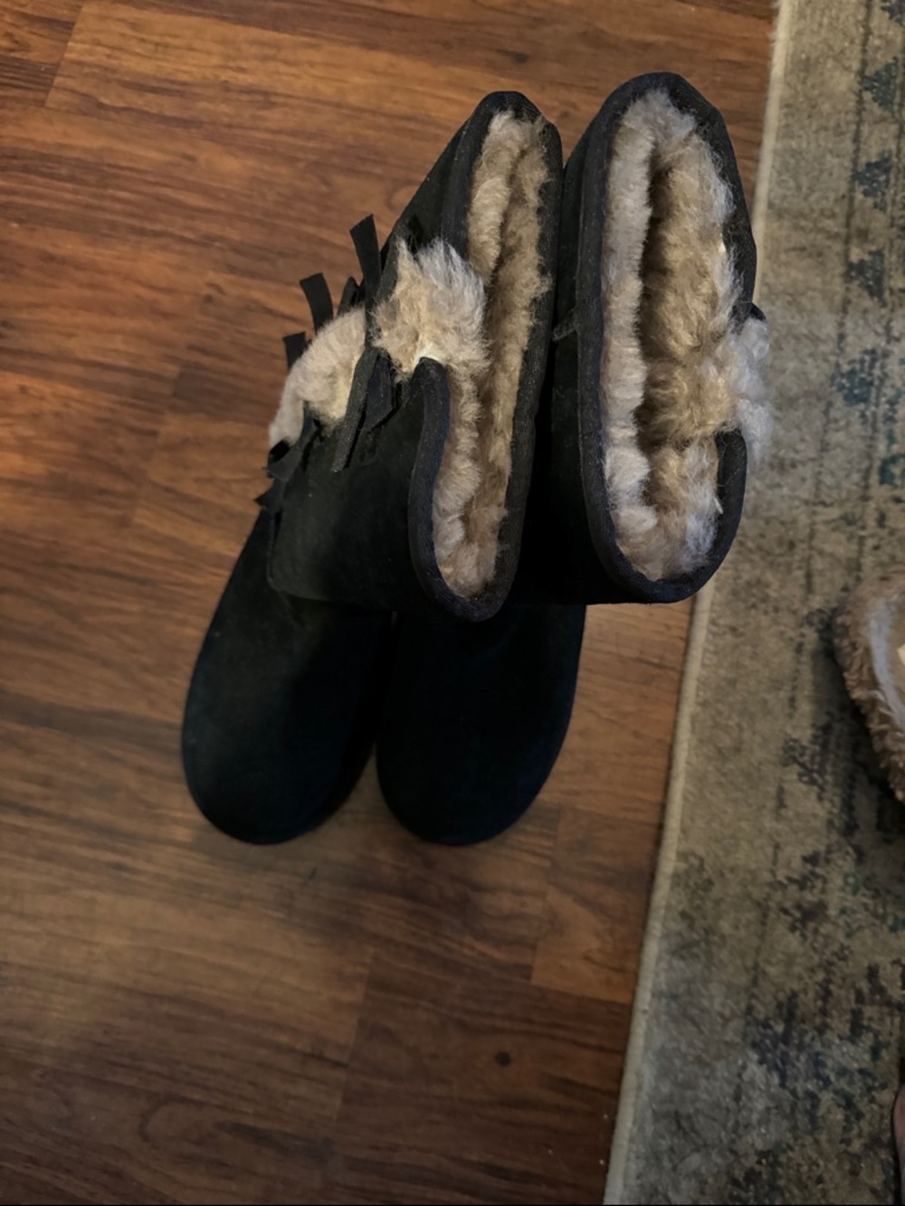 Koolaburra Black Suede Shearling-Lined Winter Boots